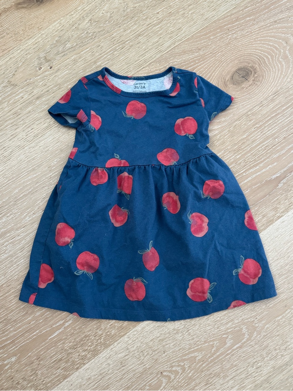 Carter's Navy Blue Dress with Red Apple Print